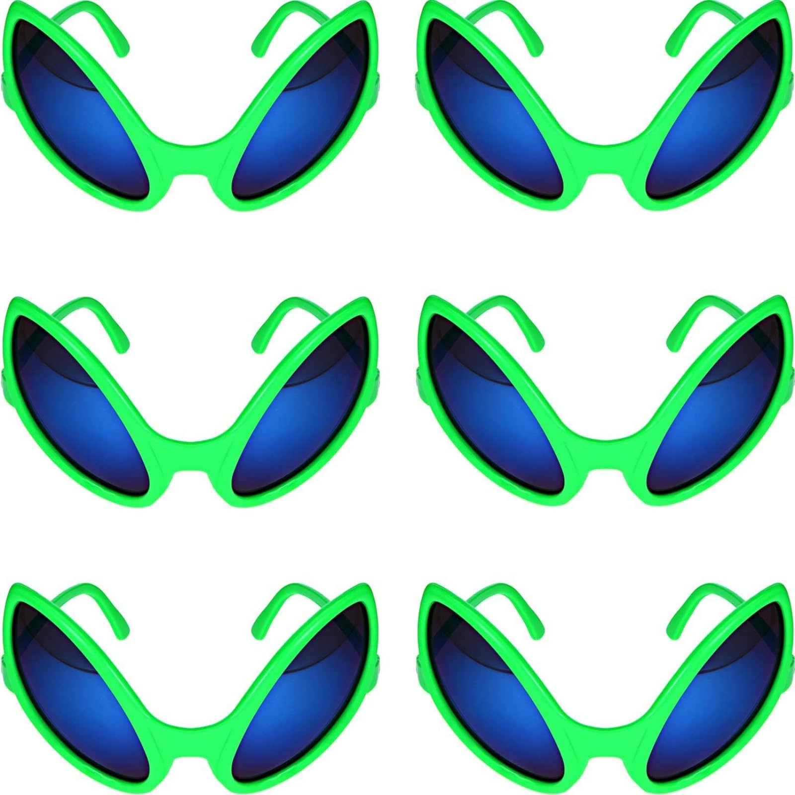 6 Pairs Alien Glasses Alien Costume Sunglasses, Alien Costume Accessories, Alien Headband & Glasses, Green Plastic Extraterrestrial Costume Accessories for Adults, Perfect for Halloween Party