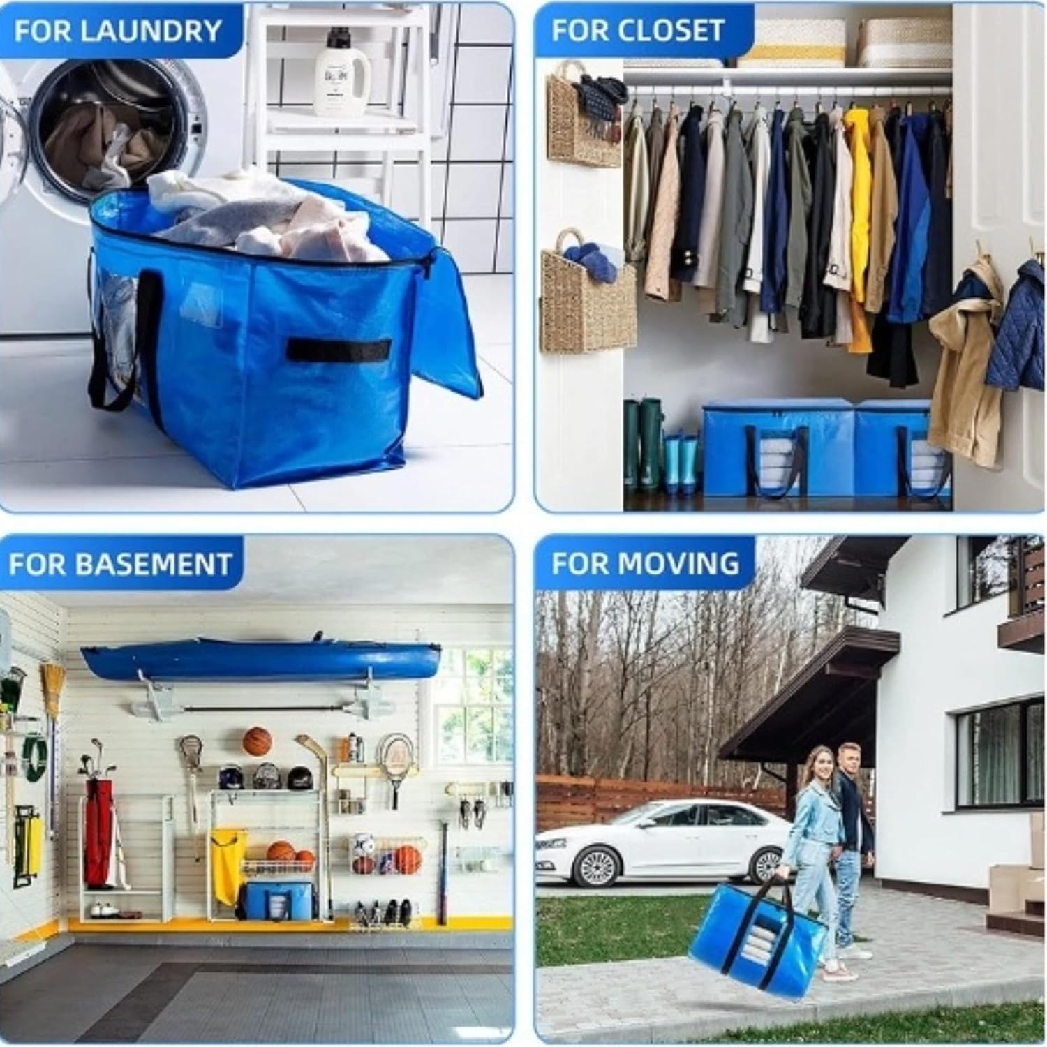 1-Pack Extra-Large 86L Black PE Moving Bag – Thick Storage Tote with Handles & Zipper, Foldable Comforter & Holiday Tree Bag