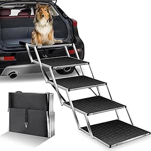 Extra Wide Dog Ramp For Car, Dog Ramps For Large Dogs With Non-Slip Surface, Folding Portable Dog Steps Lightweight Dog Stairs For Cars SUV, High Beds & Trucks, Supports Up To 250 - View #9