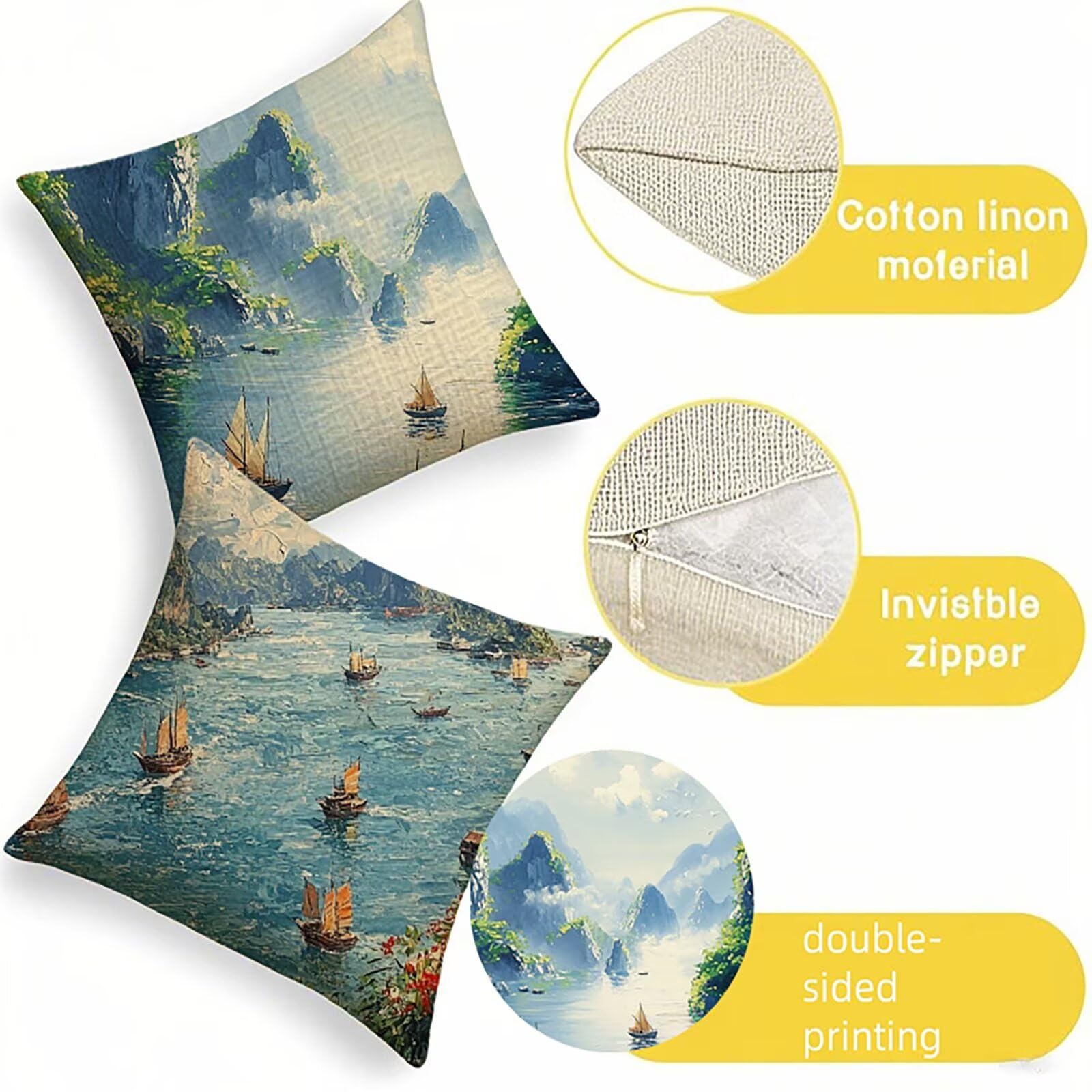 Verde Federe Cuscini Divano 80x80cm Pianta Cuscini da Esterno Set di 2, Con Cerniera Invisibile Cuscino in Lino Impermeabile Autunno Esterno Decorativo, Per Giardino Decorazione Terrazza Sedie X-3