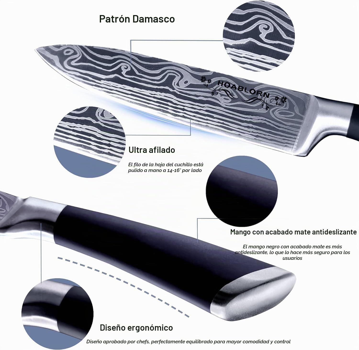 Juego de cuchillos de cocina con portacuchillos, 15 cuchillos profesionales de acero inoxidable Damasco con afilador de cuchillos incorporado y caja de regalo para vino