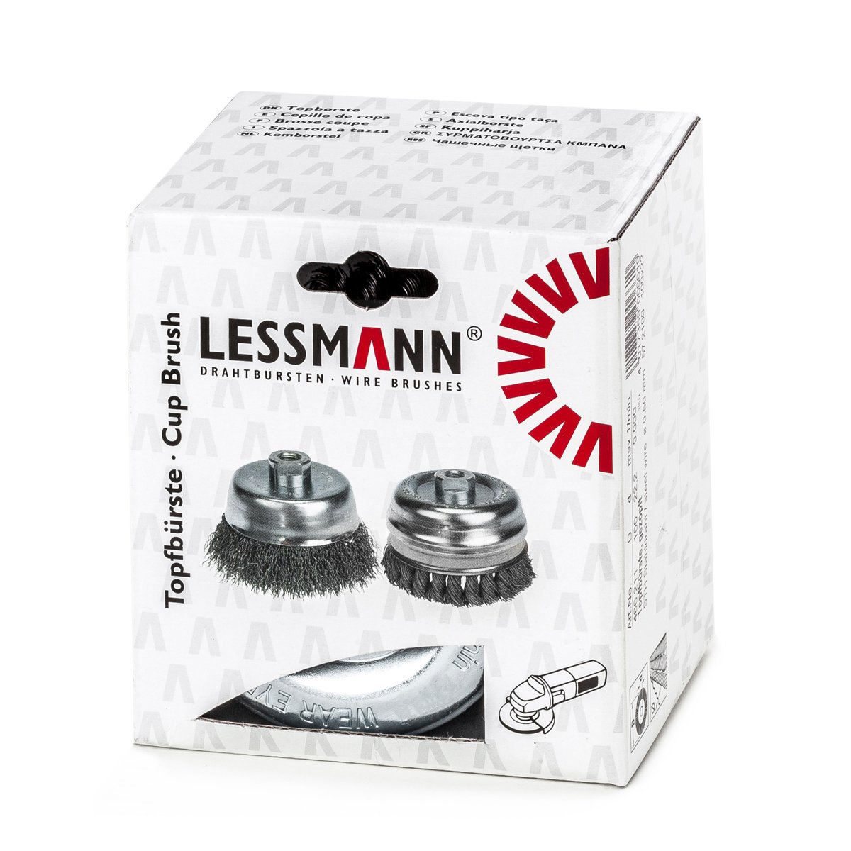 Lessmann Zopf-Topfbürste mit Stützring 125 mm 32 Z STH glatt 0,50 mm Bohrung 22,2 mm, 487211