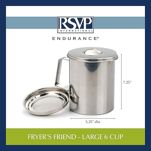 Miniatura 6 de RSVP International Endurance - Olla de acero inoxidable para freidora, 6 tazas, para aceite de cocina, grasas, aceites de oliva, aceite de coco y