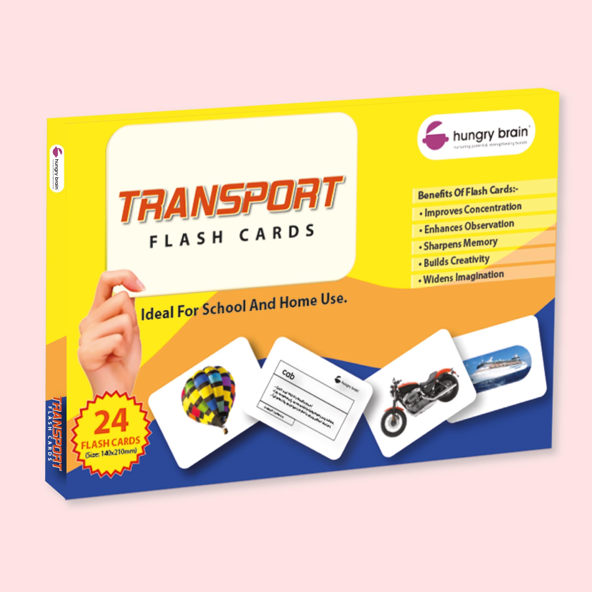 Hungry Brain Transport Flash Cards for Toddlers & Kids | Montessori Early Learning Cards for Babies | Educational Toy for Ages 3 Months to 6 Years | Fun Preschool Activity & Gift