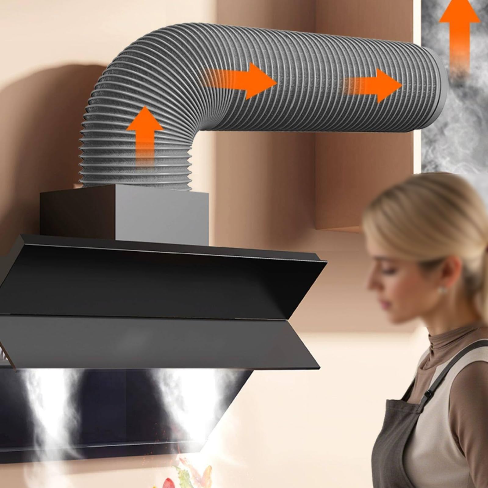 150 160 170 180 200mm Isolierter Lüftungsschlauch, Flexibler Abluftschlauch für Wäschetrockner, PVC Aluminiumfolie, Geeignet für Abluftventilatoren, Gebläse(L 1.5m(5ft),Dia 170mm(6.7in))