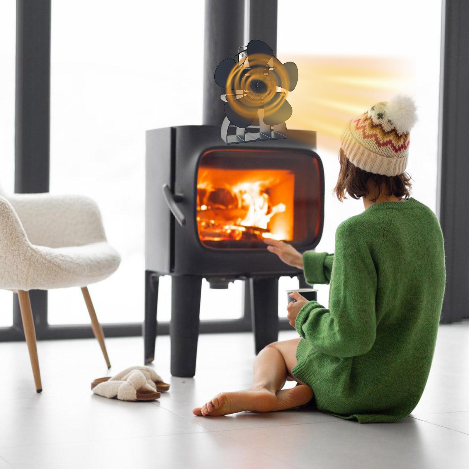 5Blade Ofenventilator geeignet für Holzofen Kamine gleichmäßige Wärme Wohnraum kein Strom erforderlich