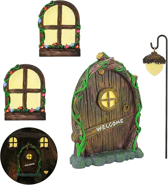 Miniature fairy door tree garden