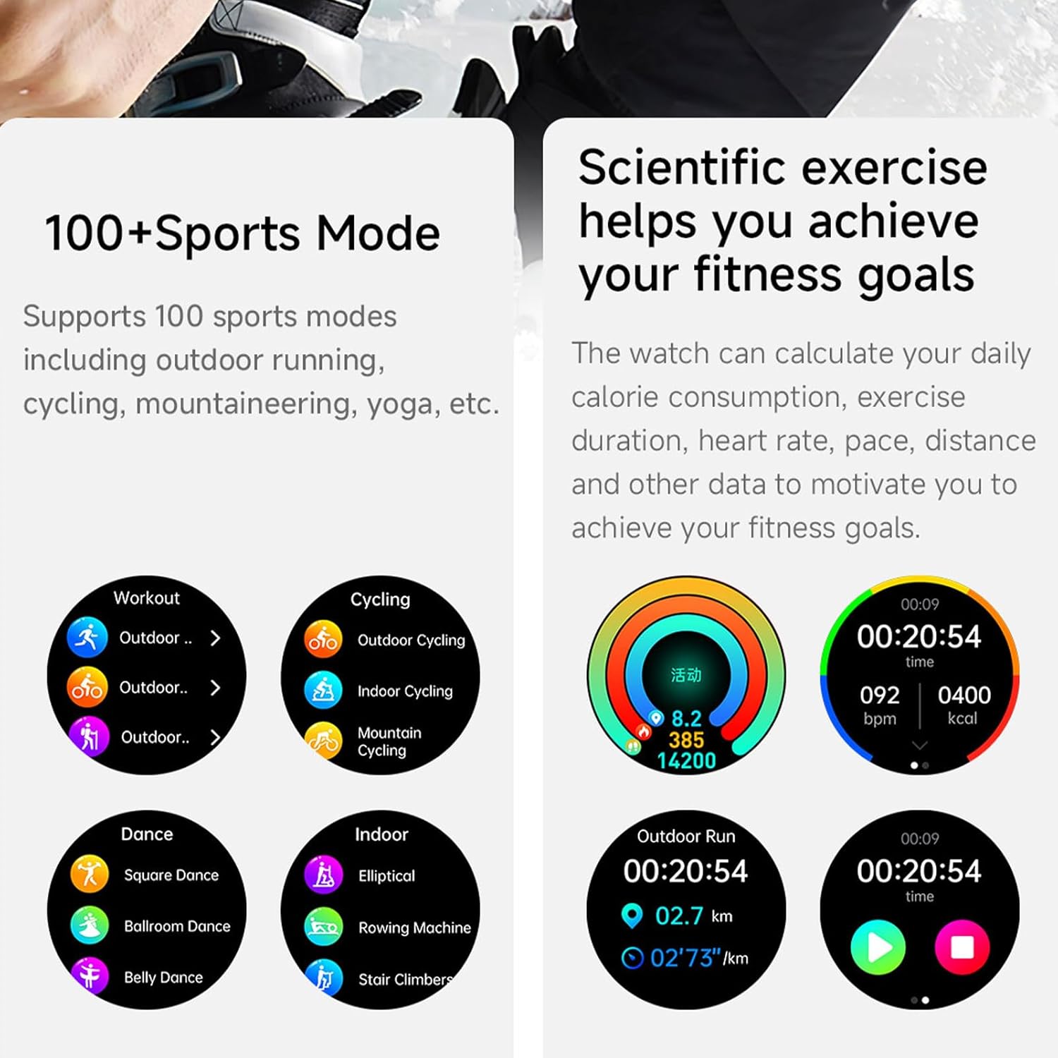Yihou Smart Watches for Women Men Fitness Tracker Fitness Watch with Heart Rate Monitor Sleep Track Voice Assistant for Android iOS Black