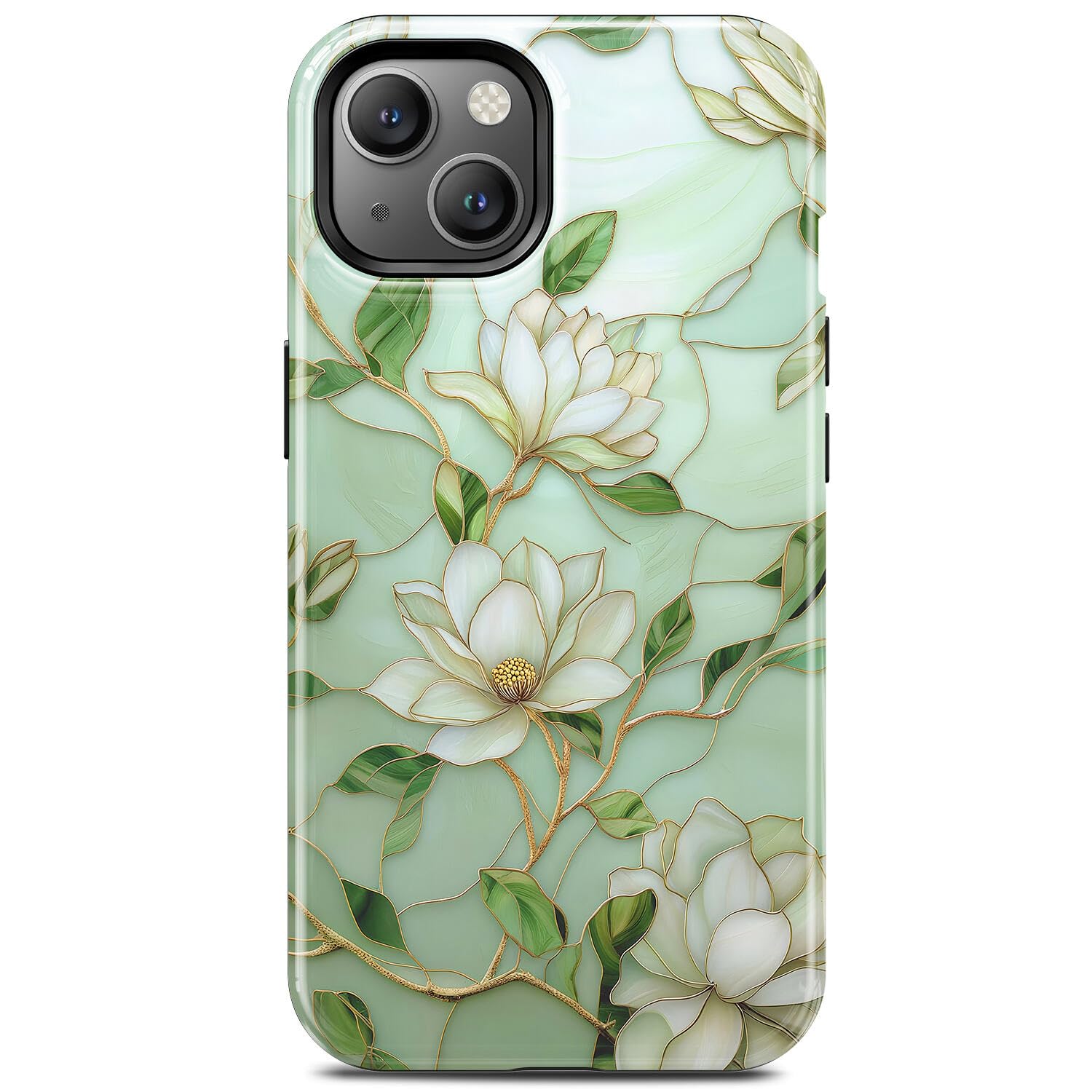 Coque silicone verte iPhone 13 antichoc vitrail magnétique - 8