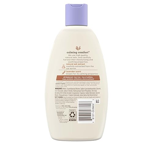 Miniatura 9 de Aveeno Baby Calming Comfort Bath & Wash with Relaxing Lavender & Vanilla Scents & Natural Oat Extract, Hypoallergenic & Tear-Free Formula, Paraben