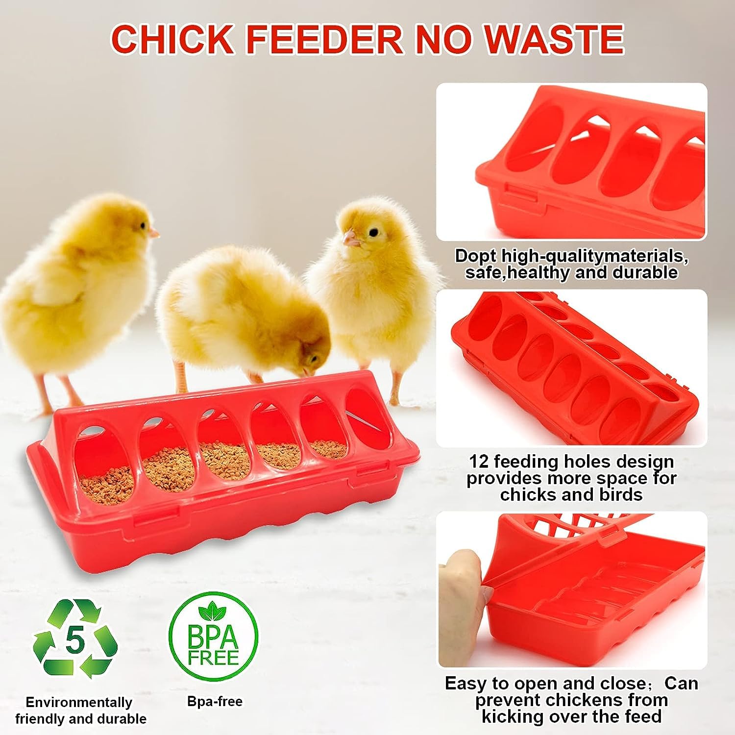 Lot De 2 Mangeoires à Poussins Et Cailles Robustes 6 Emplacements - Distributeur Alimentaire Pour Poules, Pigeons, Canards Et Oiseaux 20x9x6.5 Cm