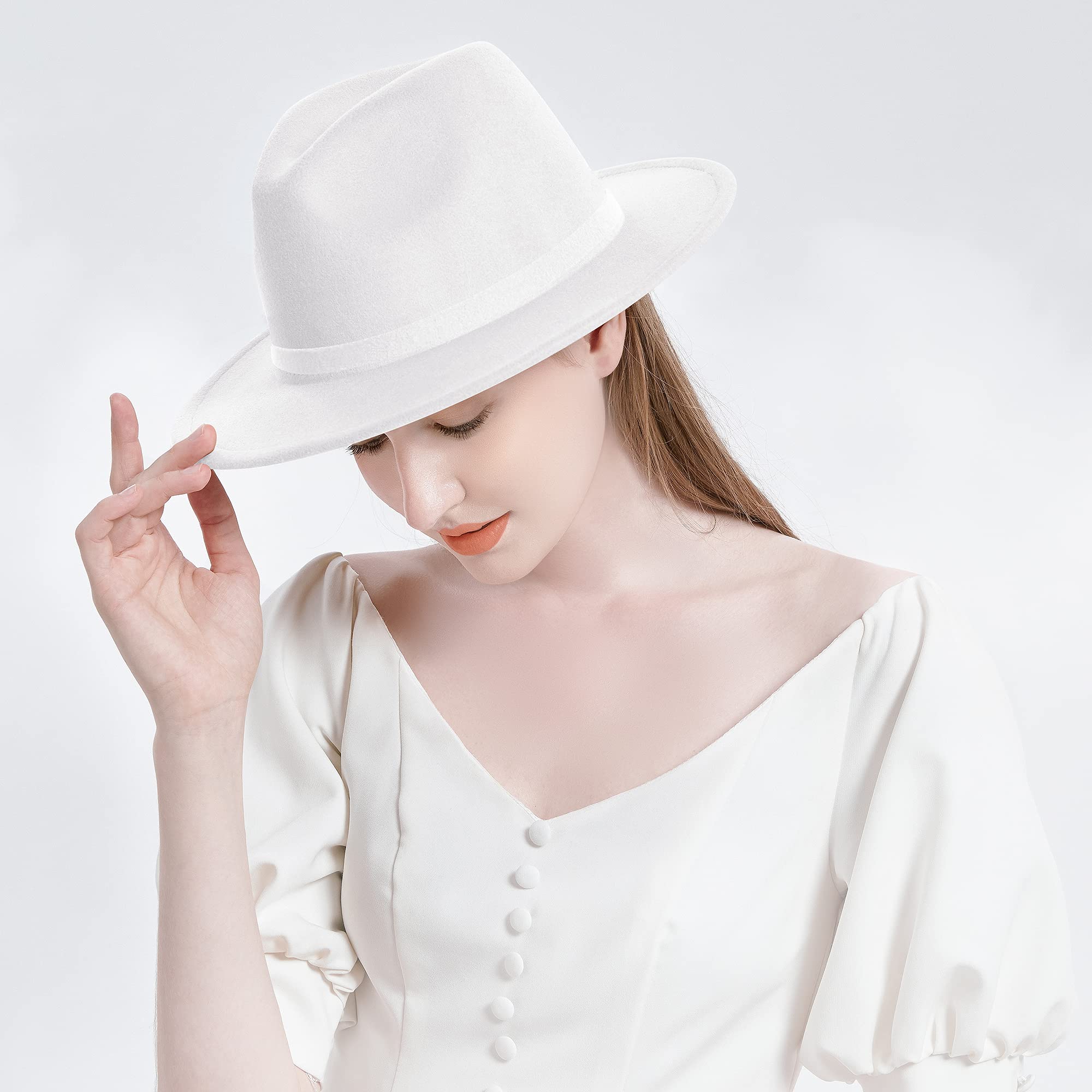 XINBONG Wide Brim Fedora Hats for Men Mujer