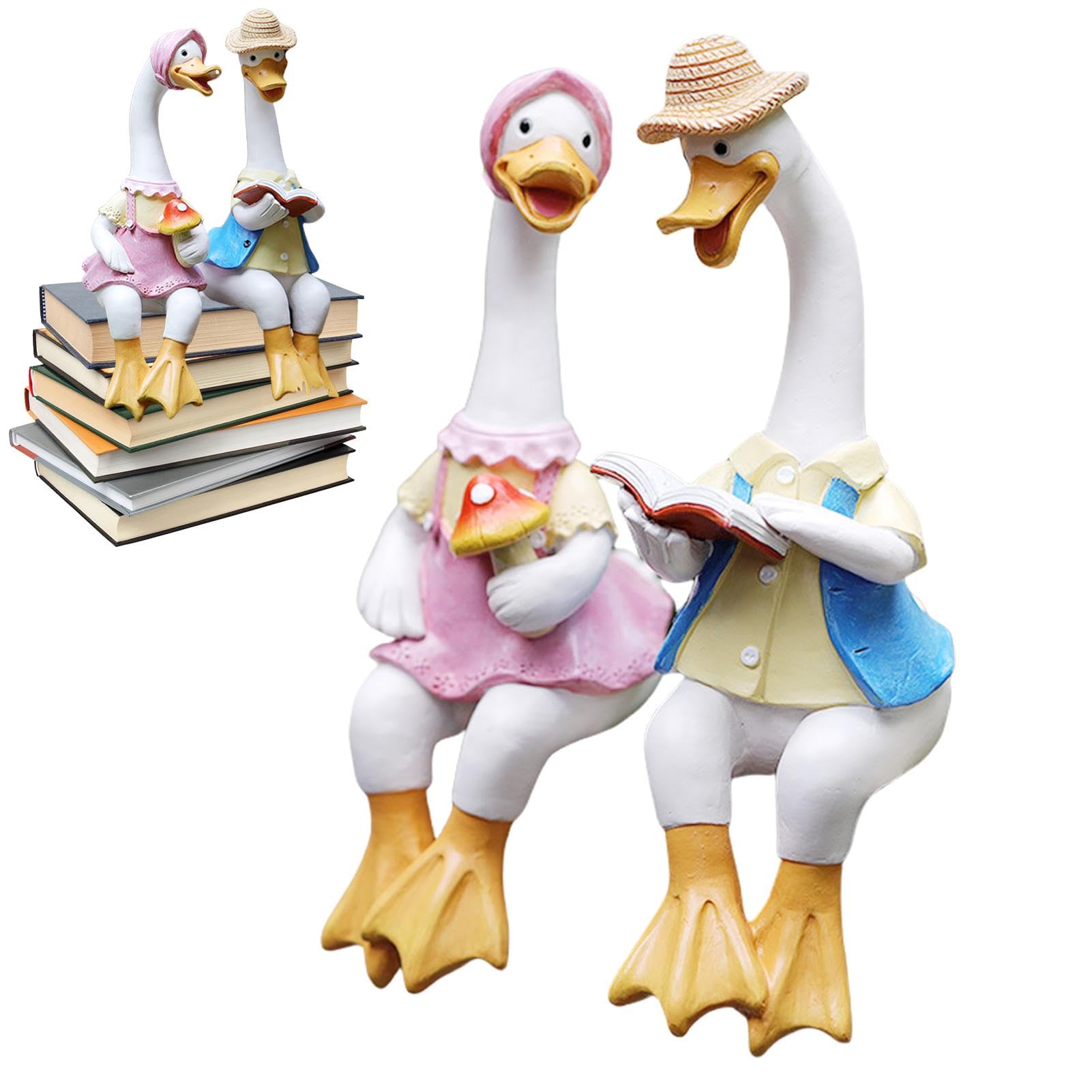 Statue de jardin en forme de canard d'extérieur, ornements de pelouse en résine pour décoration mignonne