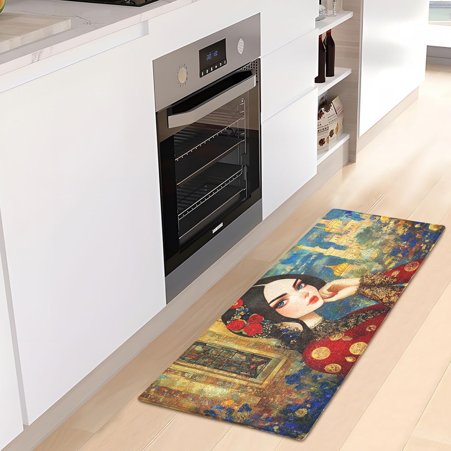 Woman Beautiful Art Bathroom Runner Rug, 39 x 20 Inch, Absorbent Non-Slip Bath Mat, Machine Wash Plush Mats for Bathroom Shower Kitchen