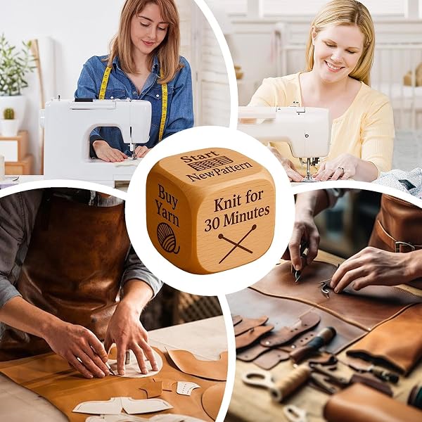Quilter's Dice Decider - Wooden Knitting Dice, Wooden 6 Sided Dicee With Engraved Quilting Tasks, Knitting Sewing Art Craft Accessory For Crafters Women Friends Family Sewers Mothers Grandmothers - 5