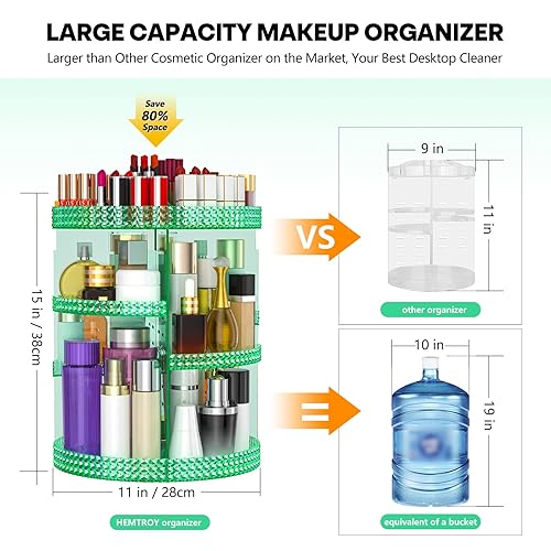 Miniatura 2 de Organizador de maquillaje giratorio de 360 grados, organizador de maquillaje de capacidad extragrande, organizador de cosméticos extraíble de 7