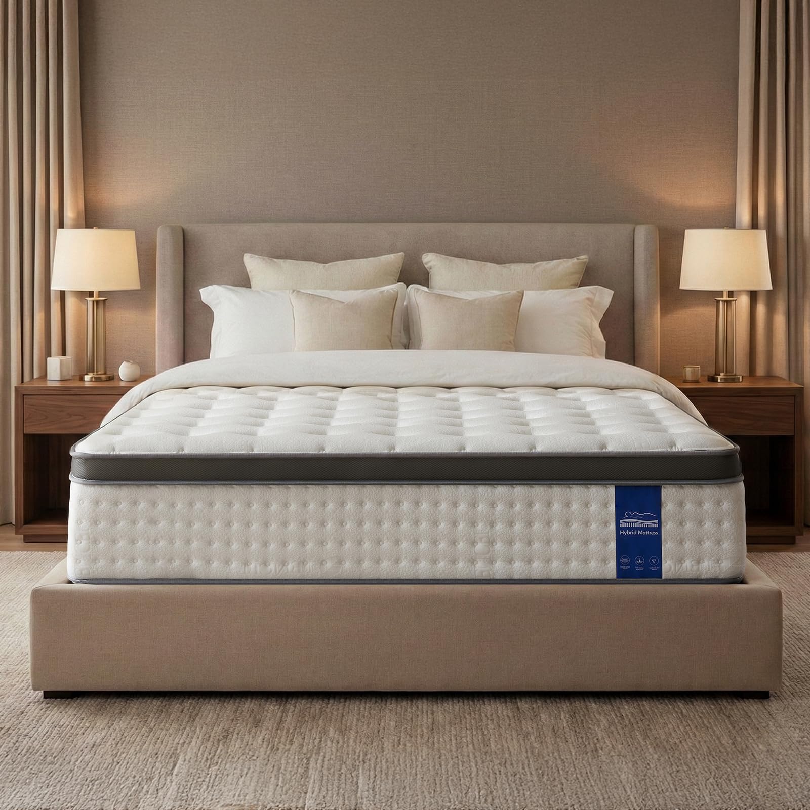 DINBooonLUX Queen Size Mattress,12 Inch Hybrid Queen Mattress in a Box with Memory Foam and Zoned Support Spring,Motion Isolation,Medium Firm,CertiPUR-US.