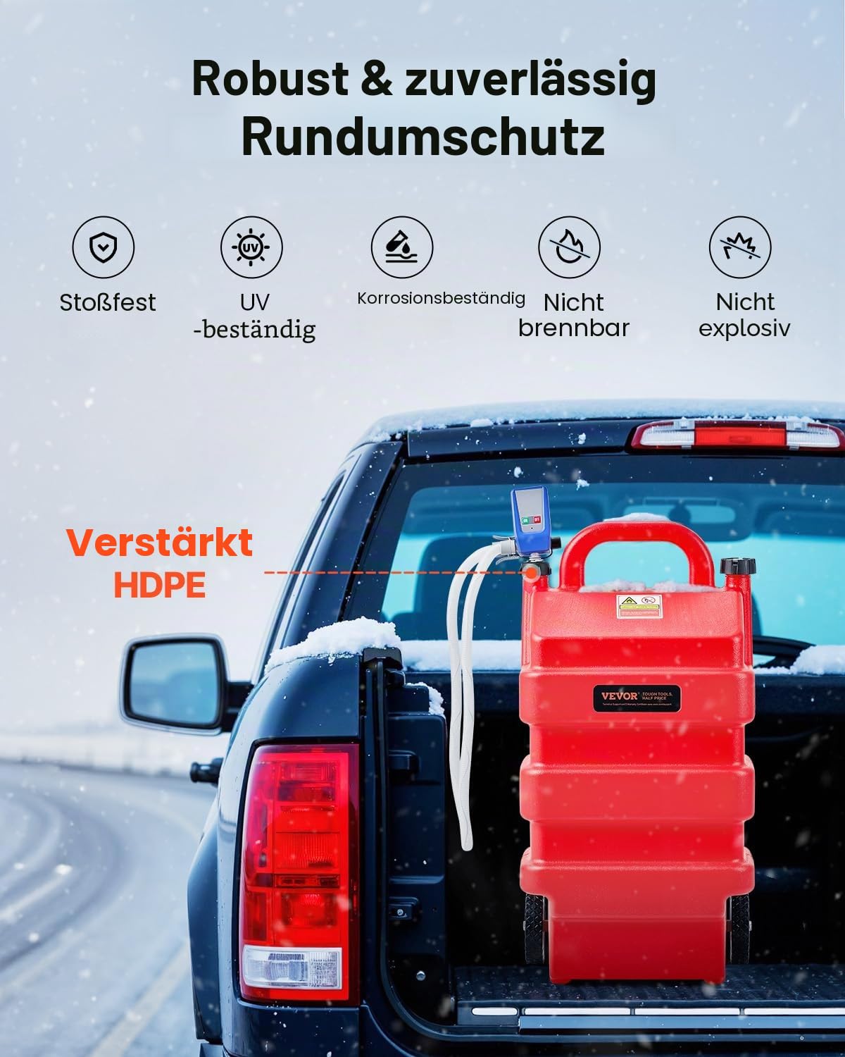 VEVOR Kraftstofftrolley, 60 L, Kraftstoffkanister mit 12 V DC Kraftstofftransferpumpe, 1,2 m Förderschlauch & Auto-Stop-Sensordüse, Tankadapter, geeignet für Diesel & Benzin, rot