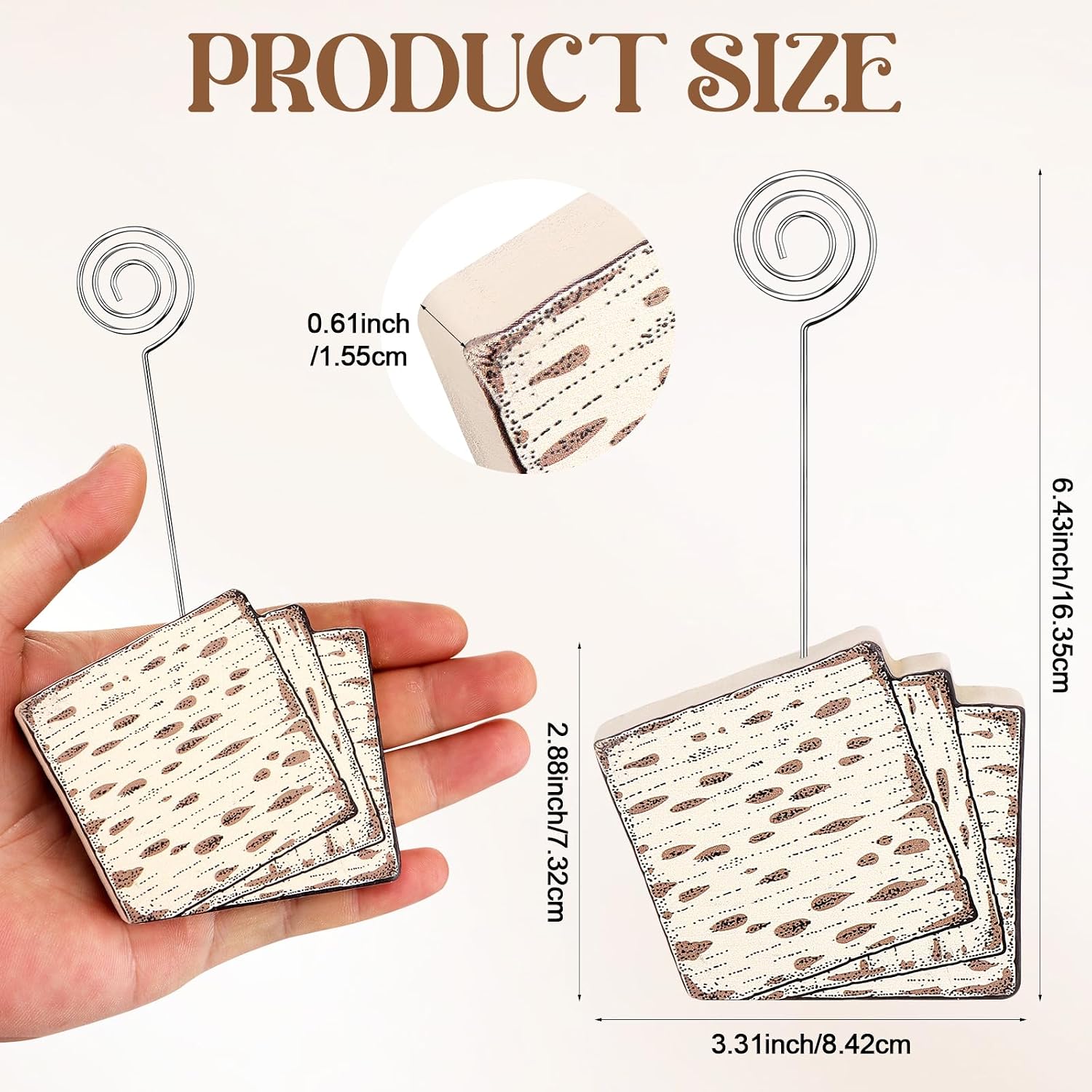 12 Pcs Rosh Hashanah Place Card Holders Matzah Name Cards Holder Memo Clips Stands Matzo Reserved Seating Signs Metal Clip Table Number Stand for Jewish Community Party Decor