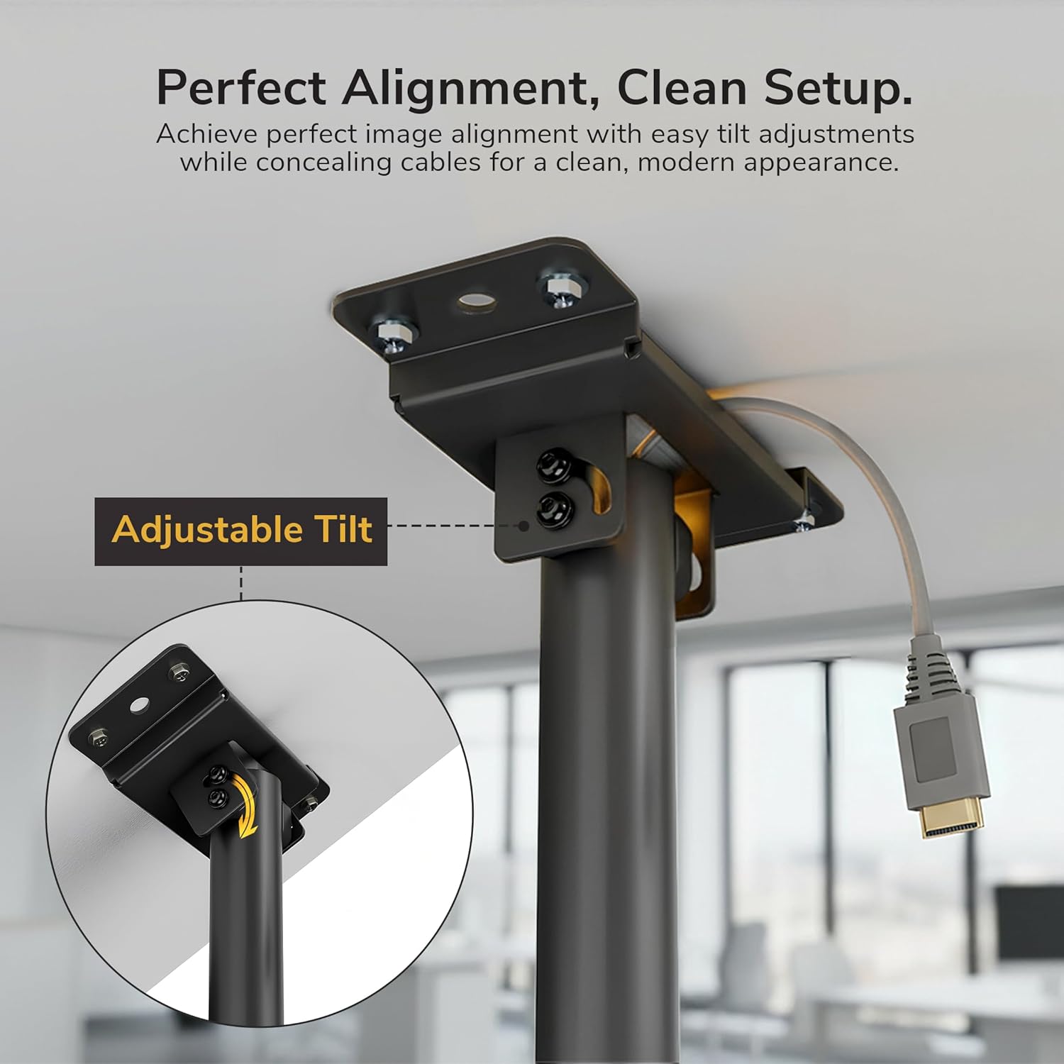 Mount-It! PRO Projector Ceiling Mount, Heavy-Duty Commercial Grade, 77 lb Capacity, Adjustable Extension 29.3–45.1 in, Universal Ceiling Projector Bracket for Home Theater, Classroom, Boardroom