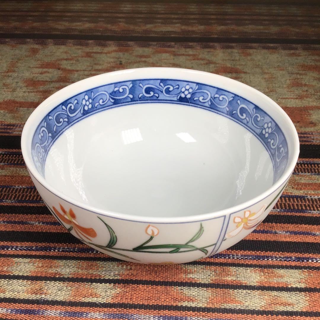 有田焼 三洋陶器 龍峰 竹斎 花銀彩 ご飯茶碗 5客