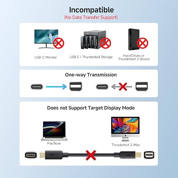 Cable Matters Unidirectional USB-C to Mini DisplayPort Cable 6ft, up to 4K@60Hz [USB-C Hosts to Mini DP Monitors Only] [NOT for Thunderbolt/USBC Monitors, NOT for USBC or Thunderbolt 3 Storage]