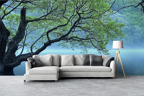 Miniatura 4 de Papel tapiz autoadhesivo con diseño de paisaje y lago de naturaleza verde, autoadhesivo, extraíble, papel de aluminio grande para decoración de pared