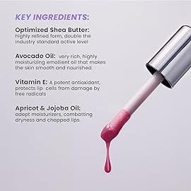 Wonderskin Lip Oil Rehab Serum - Tinted Lip Oil, Hydrating, Moisturizing, and Non-Sticky Deep Red Tint Serum for Dry Lips (Honey)