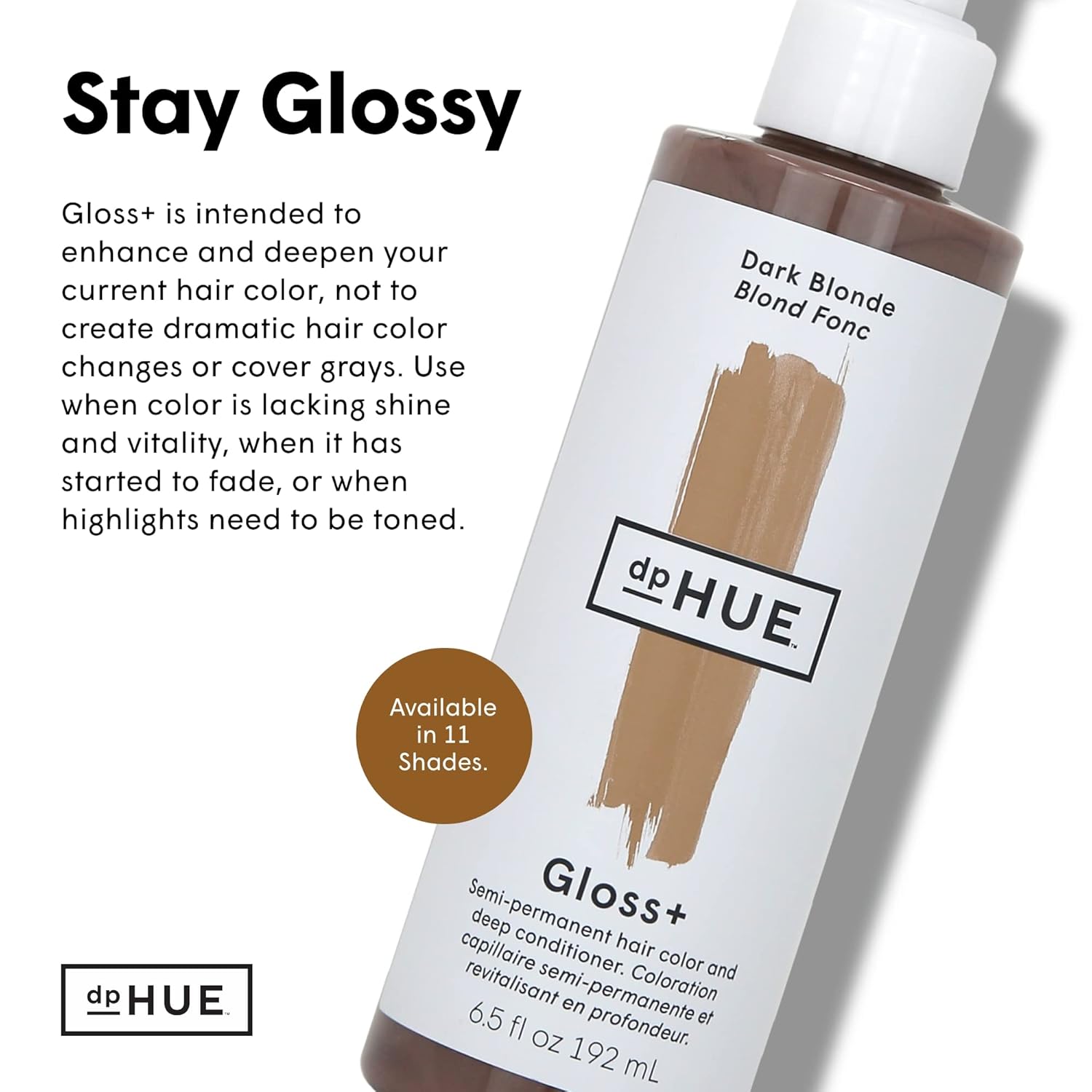 dpHUE Gloss+ - Dark Blonde, 6.5 oz - Color-Boosting Semi-Permanent Hair Dye & Deep Conditioner - Enhance & Deepen Natural or Color-Treated Hair - Gluten-Free, Vegan : Beauty & Personal Care