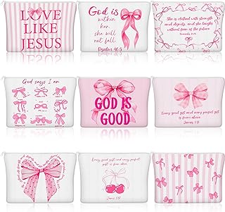 Reginary 9 bolsas de maquillaje con lazo cris...