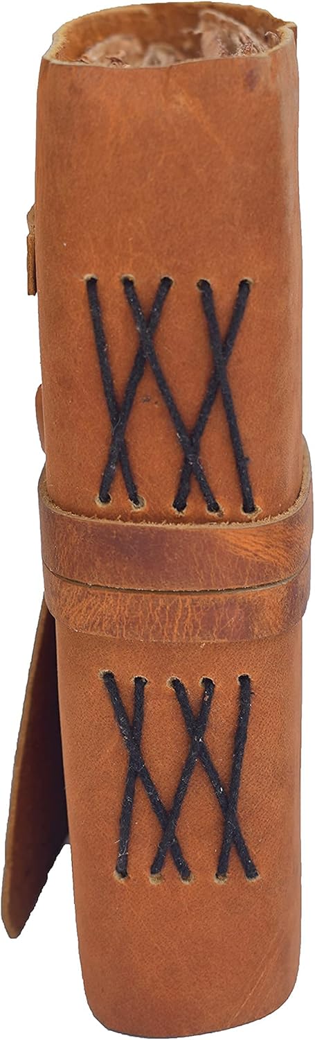 OVERDOSE Deckle Orange Leather Journal with Key - Vintage Travel Journal Men & Women Sketch Writing Diary Sketchbook Book of Shadows Handmade Vintage Deckle Edge Paper 5 x 7 inches | 12 x 17 cm | A6