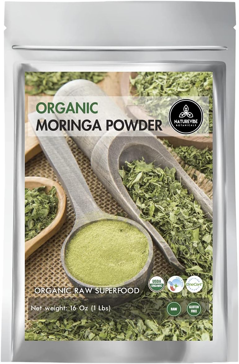 Premium Organic Moringa Powder by Naturevibe Botanicals, 1lb | Multi-Vitamin | Great in Drinks and Smoothies [Packaging May Vary]… : Health & Household