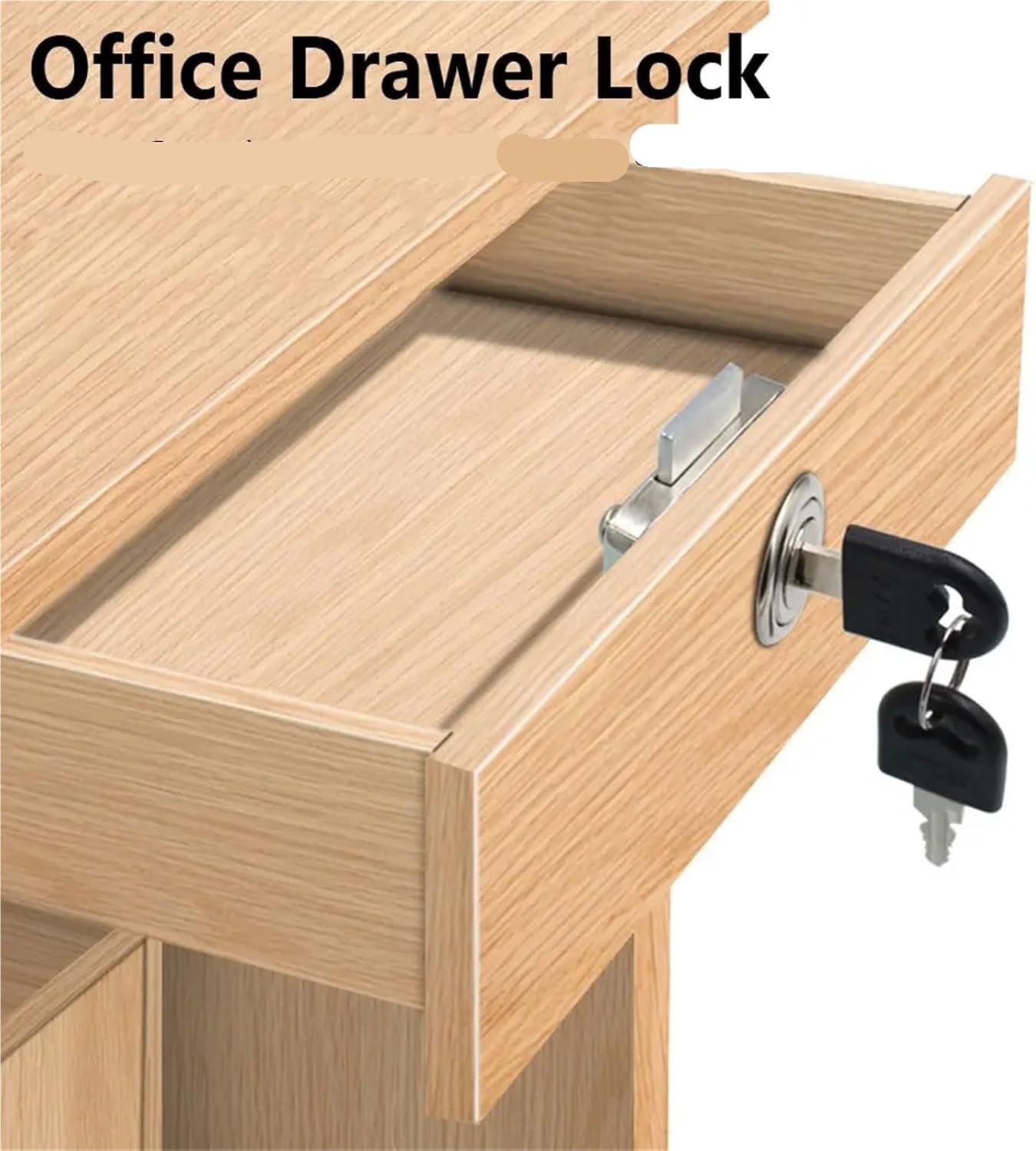 2pcs Home Security Burglarproof Desk Drawer Lock Wardrobe Cabinet Locker 2 Keys(Large)