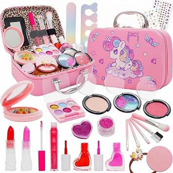 Makeup Set for Girls, Kids Cosmetics, Additive-Free, Authentic, Elementary School, Fashionable, Makeup Box, Toy, Girls, Birthday Gift for Girls, Ages 3, 4, 5, 6, 7, 8, 9, 10, 11, 12, 13
