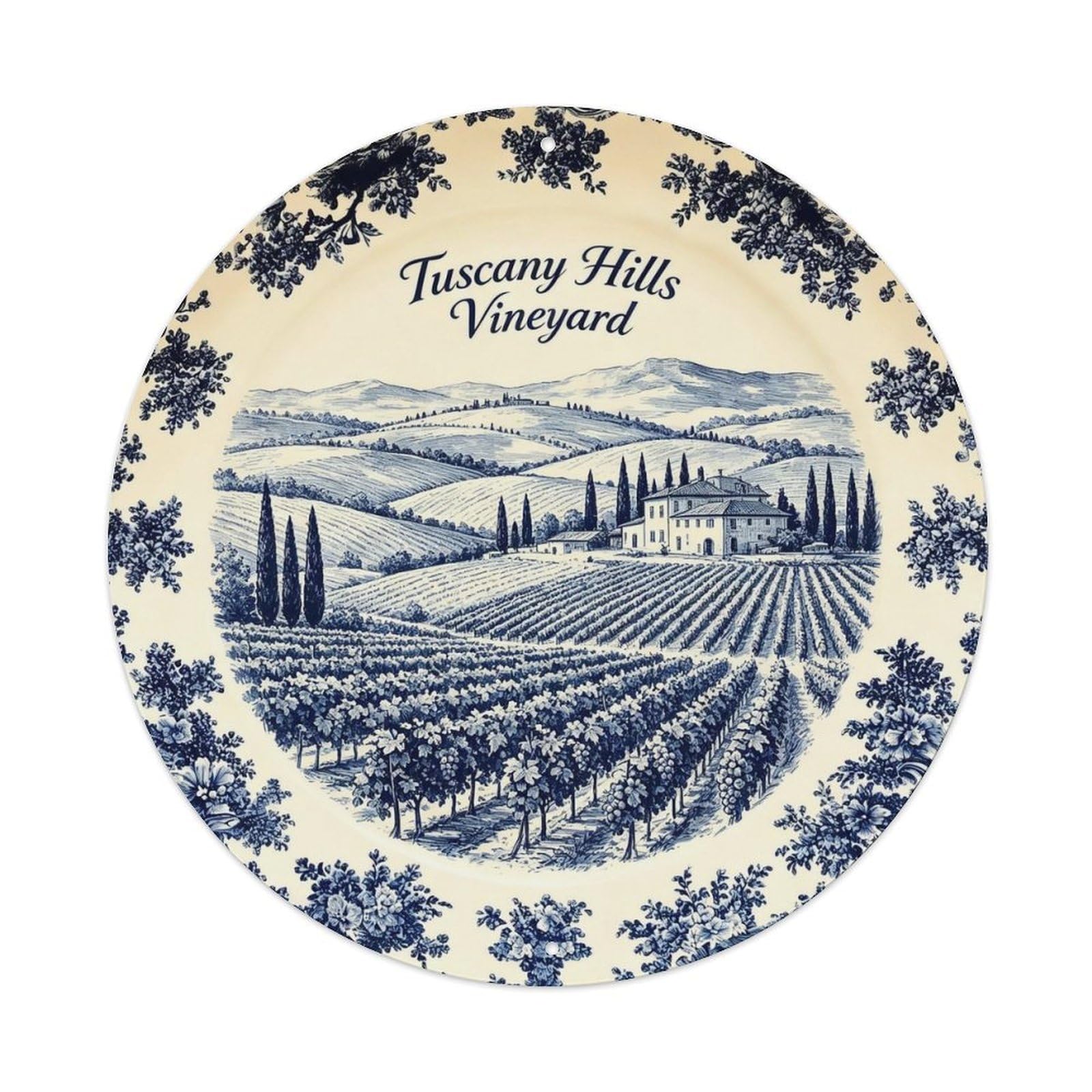 Tuscany Hills Vineyard Metal Tin Sign Plaque