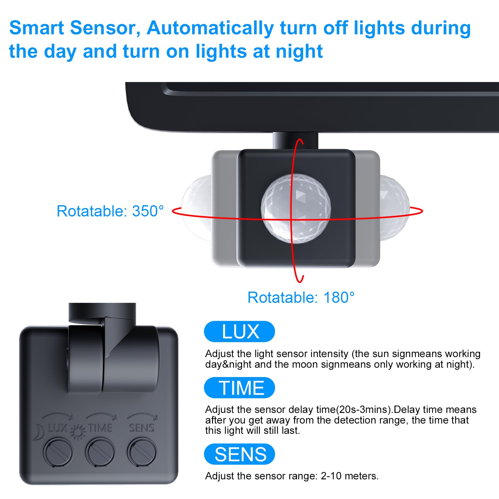 MIWATT 100W Security Lights Outdoor Motion Sensor, 3000K PIR Sensor Security Light, Super Bright, Ultra Thin - Image 3