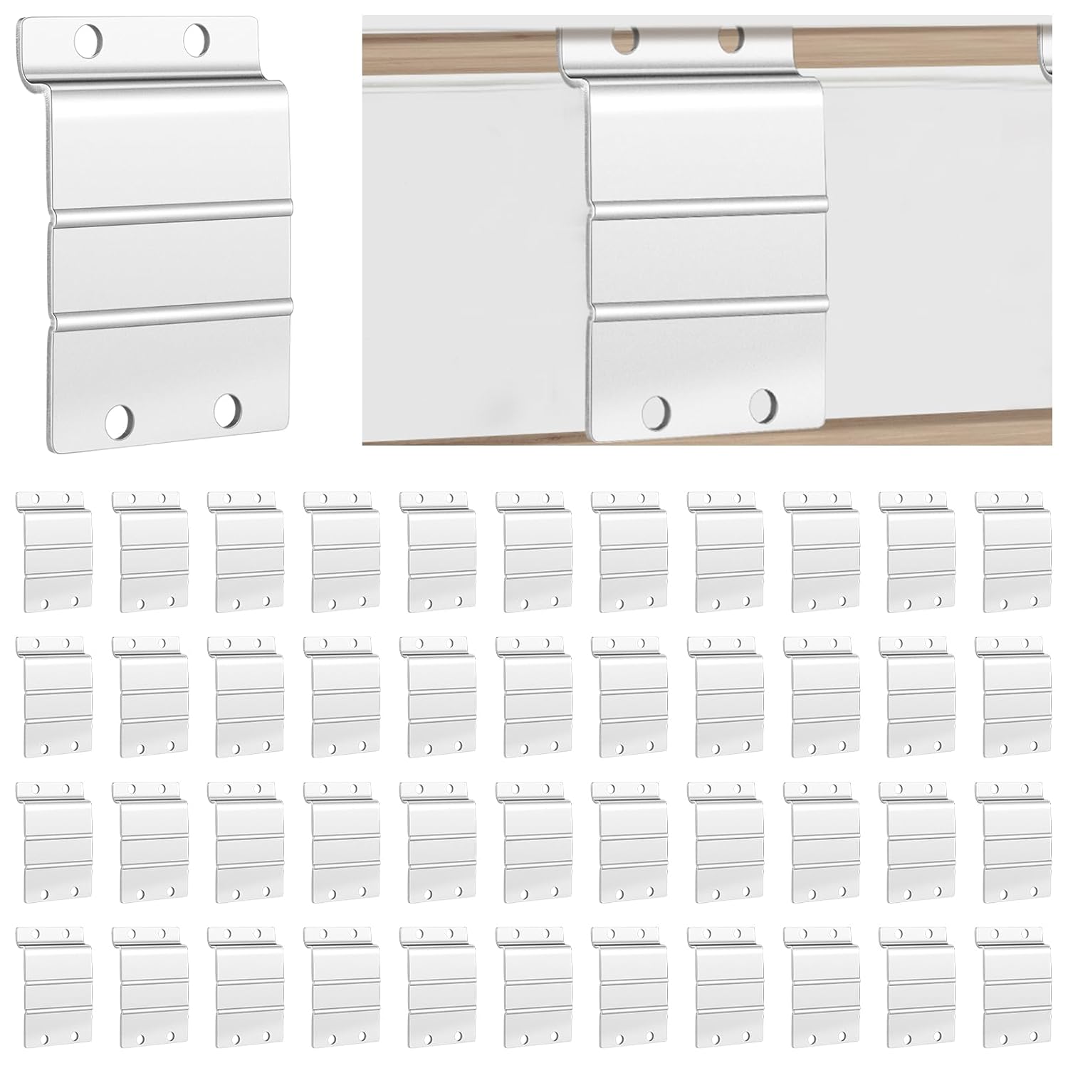 Zonon 50 Pack Slatwall Metal Plate Mount Backplate Mounting Adapter to Make Items Slatwall Compatible Heavy Duty Steel Bracket with 4 Pre-Drilled Holes Backplate for Secure Displays