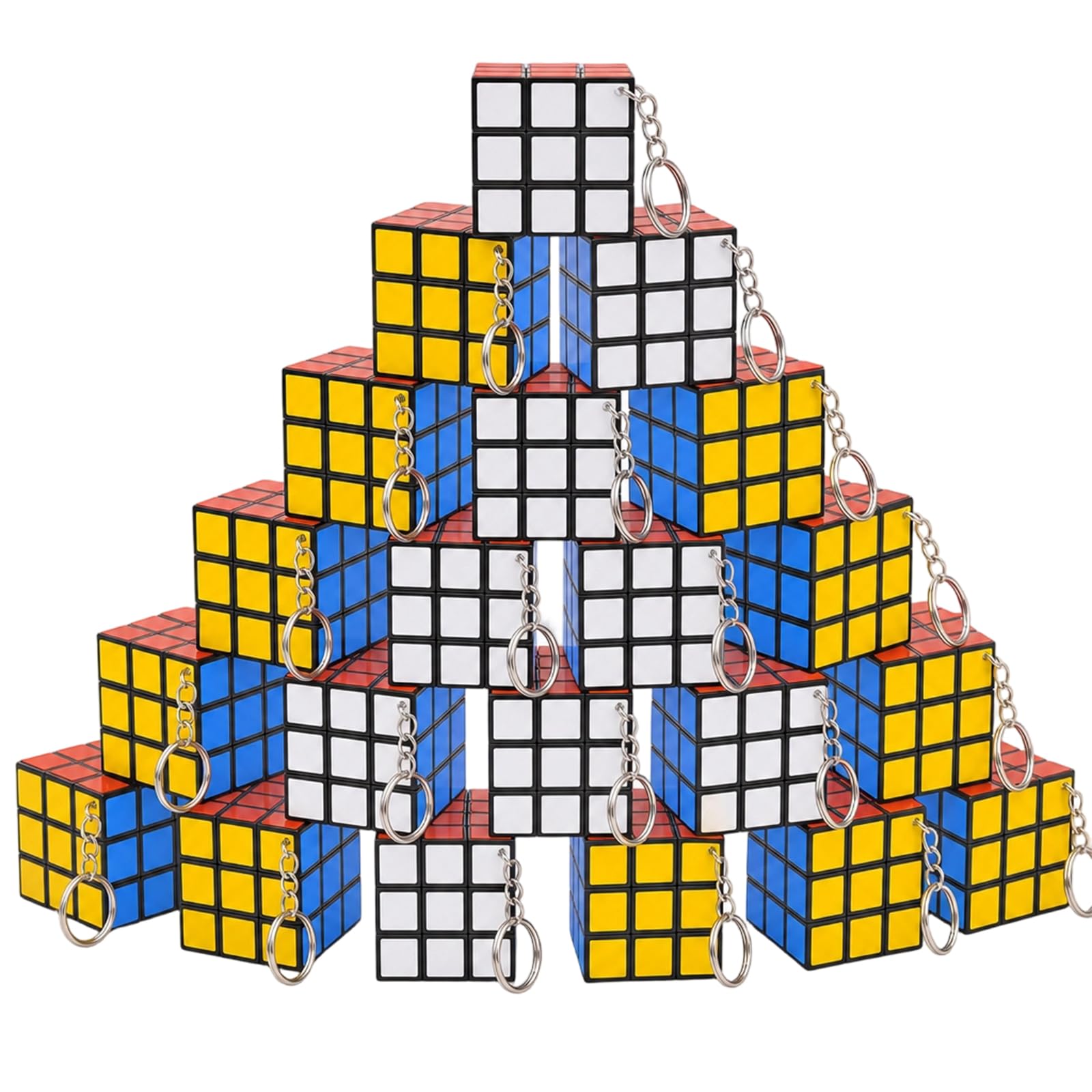 Mini Rubix Cube, 20-Piece 3x3 Puzzle Set with Keychains, Compact Speed Cube for Party Favors and Travel Entertainment, Portable Brain Game for Cognitive Exercise and Stress Relief