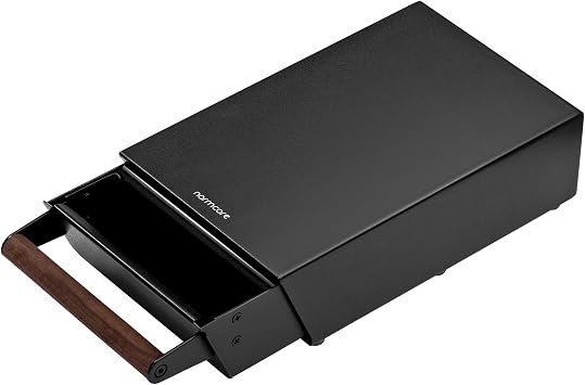 Normcore Espresso Knock Box, Under Grinder Knock-out Drawer with Walnut Wood Hand, Shock Absorbing Removable Knock Bar and Non-Slip Base, 304 Stainless Steel, Size M