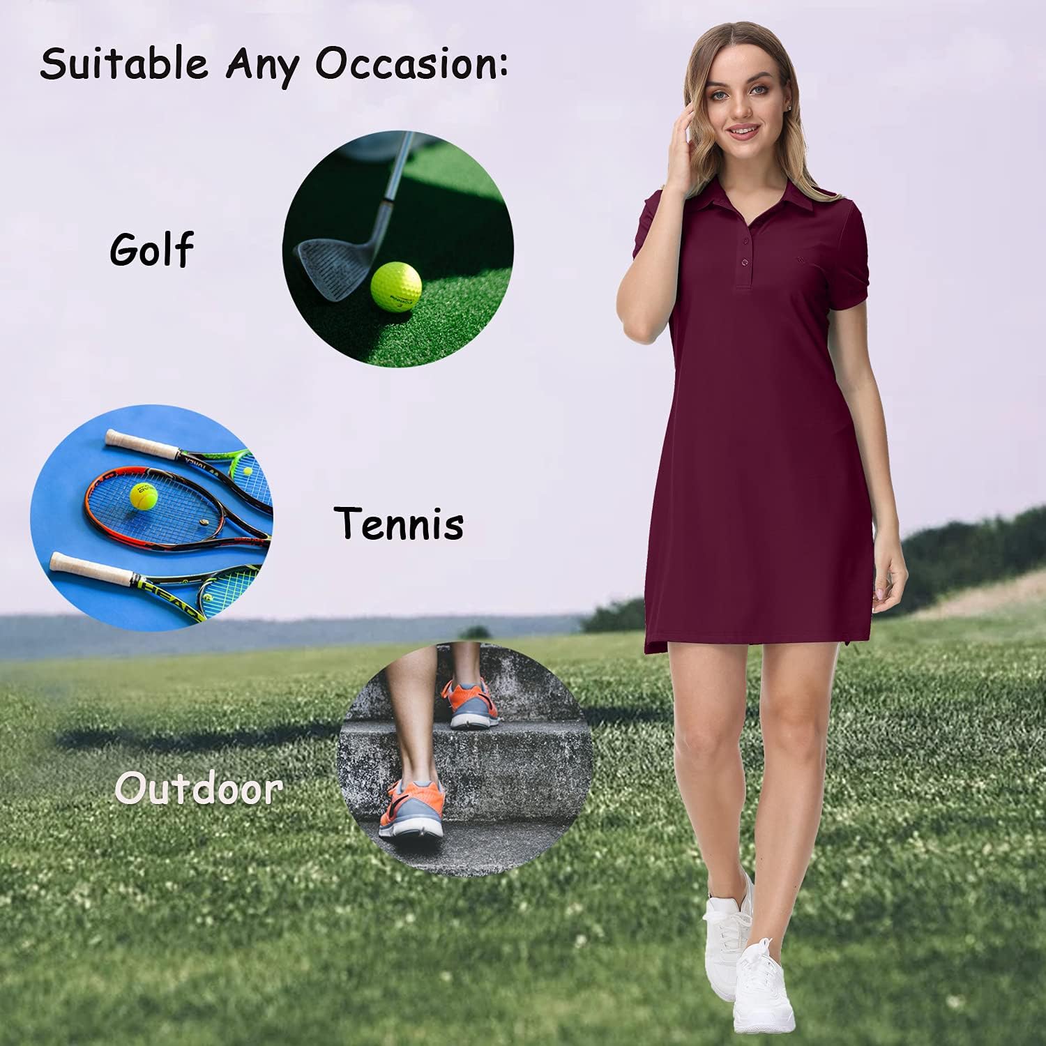 JINSHI Women T Shirt Dress Hiking/Tennis/Golf/Leisure Comfortable and Soft Athletic Dress for Women