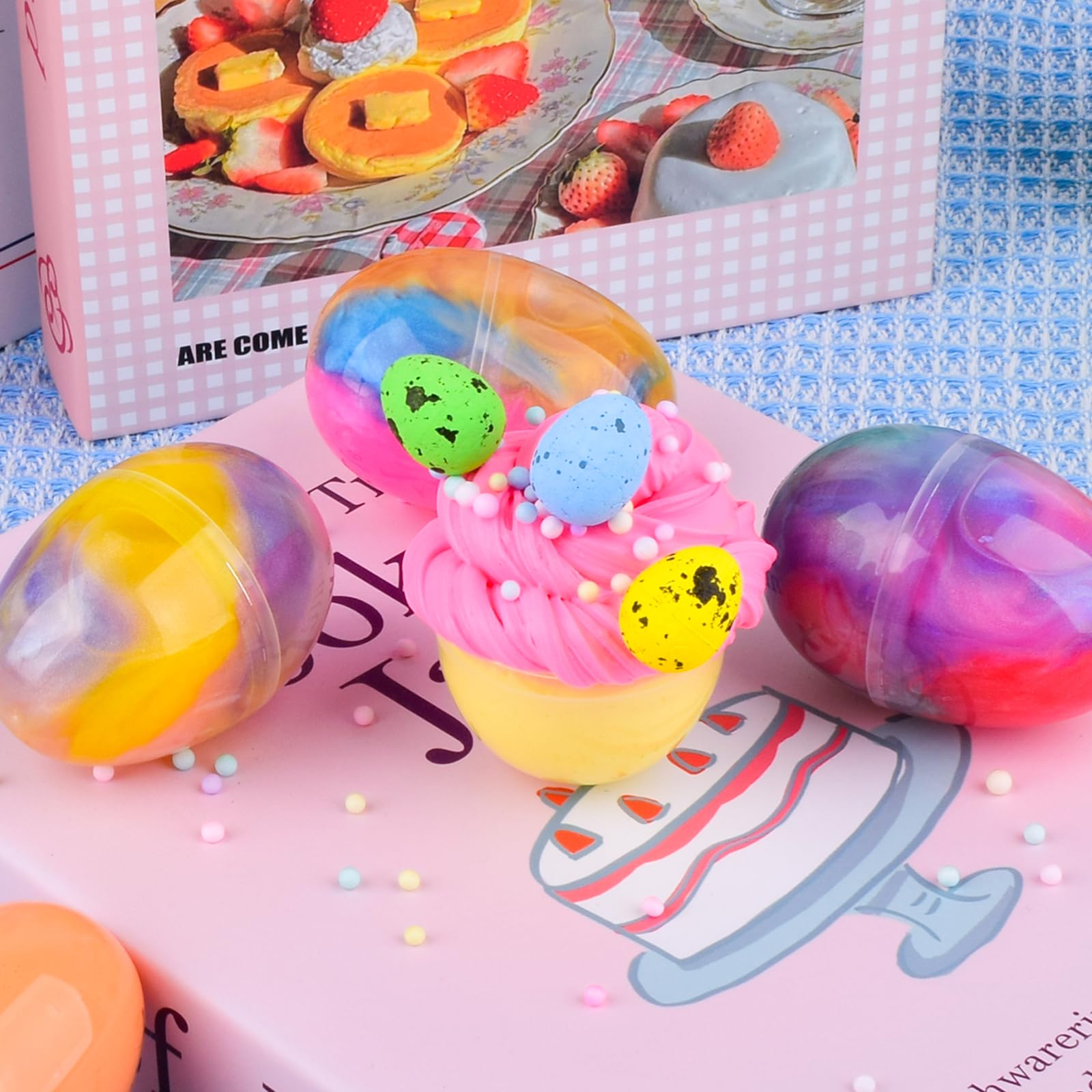 Easter Basket Stuffers - 5 Pack Kit of Eggs Filled with Slime and Charms - Prefilled Eggs with Toys Inside Easter Gifts for Toddlers Teens Girls Boys