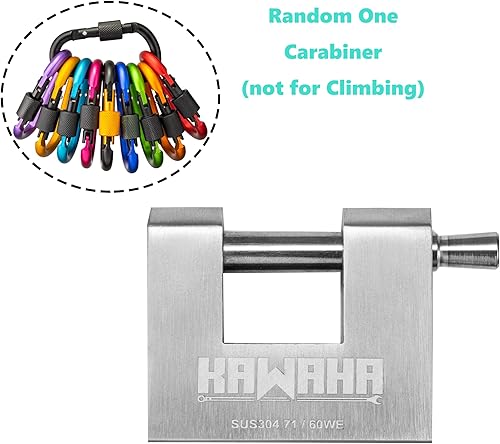 Miniatura 7 de Candado resistente en forma de D de acero inoxidable 7160KD-3K con llave para puerta de garaje, contenedores, cobertizo y almacén (2-34 pulgadas,