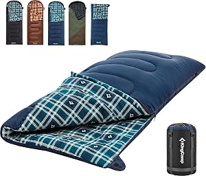 KingCamp Sleeping Bag for Adults, Cold Weather & Warm XL Big and Tall Flannel Sleeping Bags with Compression Sack Portable Waterproof Essentials Gear Accessories for Outdoor Camping