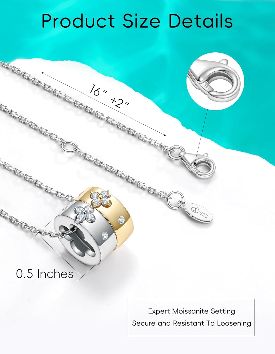 Premium Clover Necklaces for Women Dainty Pendant Gifts|Lab-Grown Moissanite|Lab-Grown Moissanite|14K Gold Plated S925 Sterling Silver Non Tarnish - Image 6