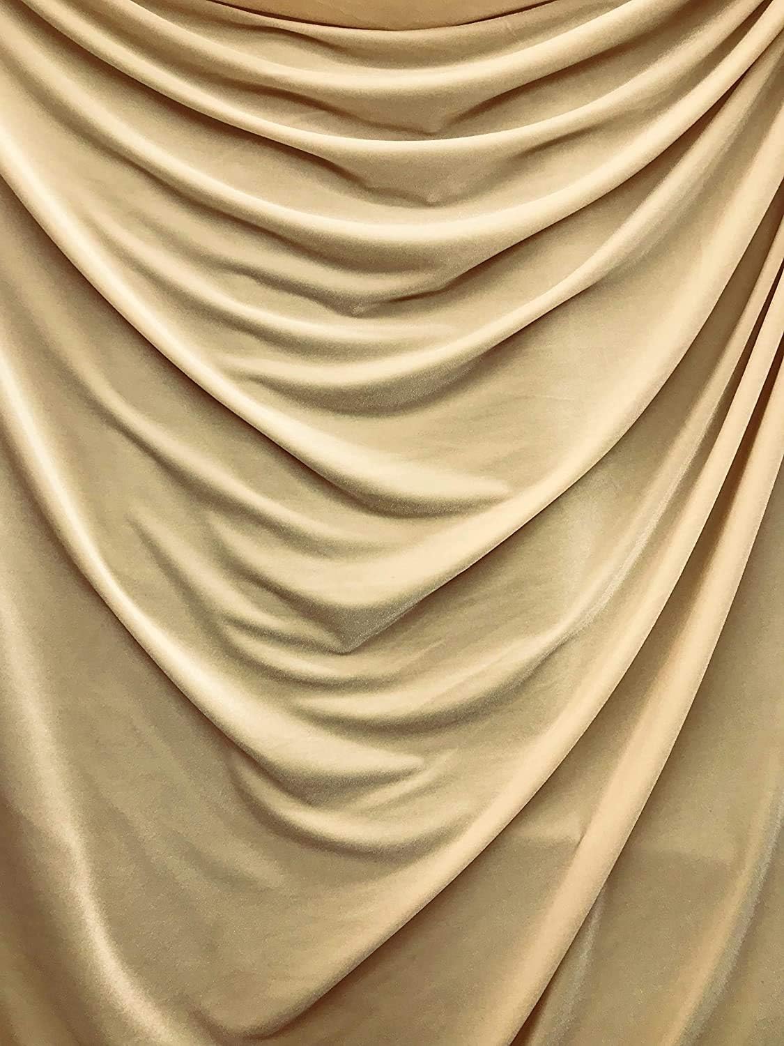 Valentina Textile Inc, Stretch Velvet Fabric, 60" Wide, by The Yard, 1 Qty = 1 Yard (5 Yard, Champagne)