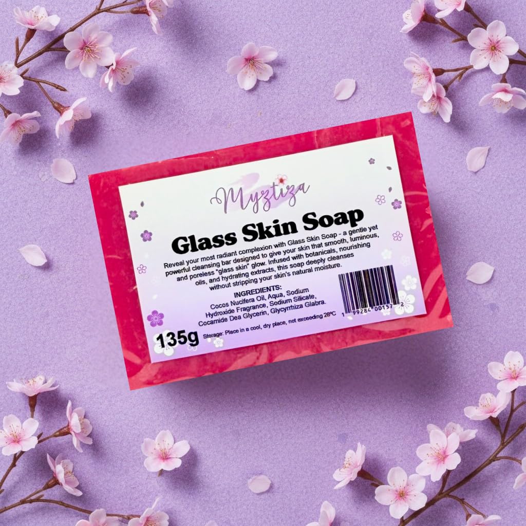 Glass Skin Face Set featuring the Glass Skin Soap 135 GM , Toner 60 ML, Serum 30 ML, and Moisturizing Cream with SPF 30 ++ 25 GM: Achieve Radiant, Hydrated, & Glass-Like Skin