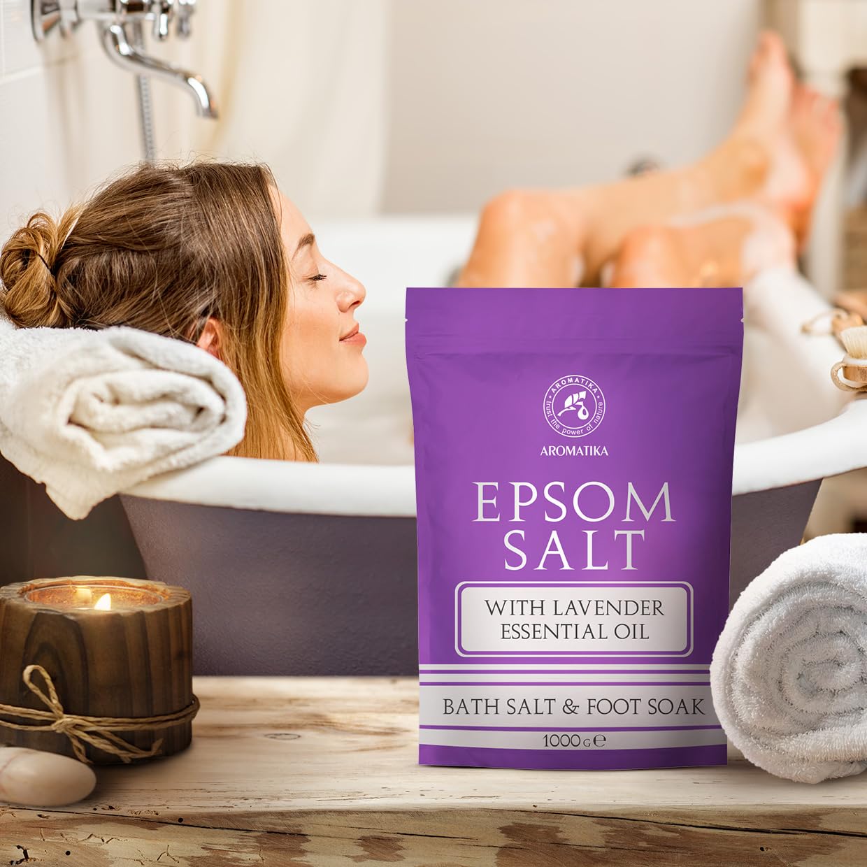 sel de Bain epsom Set 3x1000 g - Sel de Bain Epsom - Huile Essentielle de Eucalyptus & de Lavande - Relaxant - Détente
