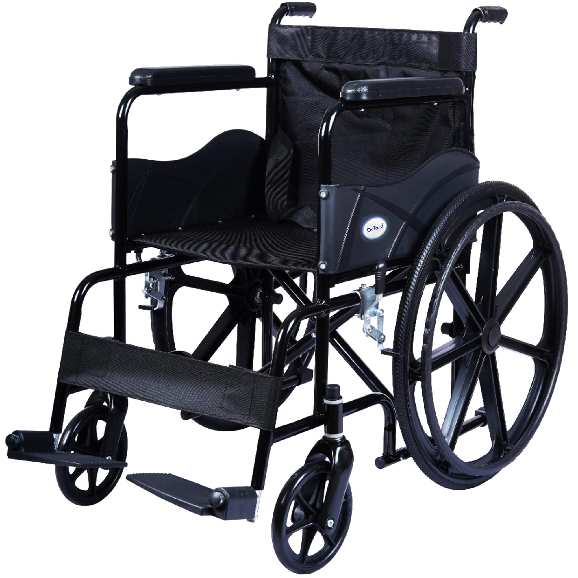 Dr Trust USA 5602 Wheelchair Classic Foldable Powder Coated Manual Mobility Aid for Adults & Elderly Patients, Comfortable Seat with Safety Belt-image-23