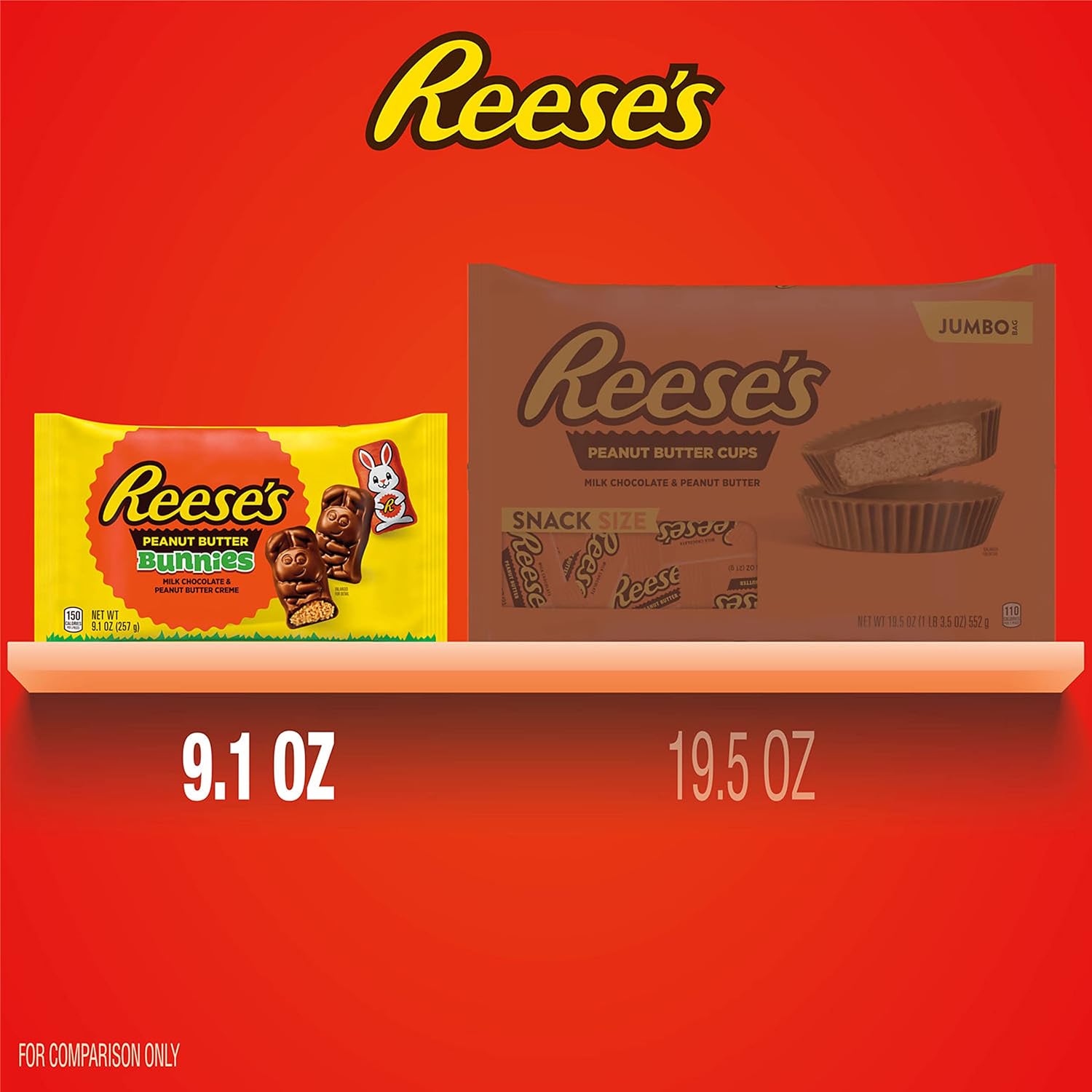 REESE'S Milk Chocolate Peanut Butter Creme Bunnies, Easter Candy Bag, 9.1 oz