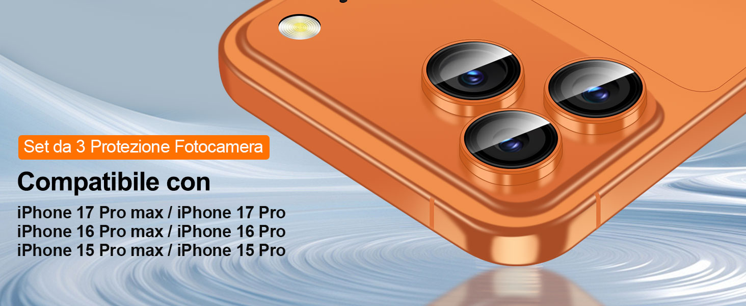 Kit QHOHQ Di 3 Protezioni In Vetro Temperato 9H+ Per Fotocamera Di IPhone 16 Pro E 16 Pro Max, Antiurto Militare, Installazione In 1 Secondo, Trasparente